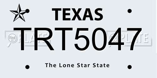 TRT5047 Texas License Plate