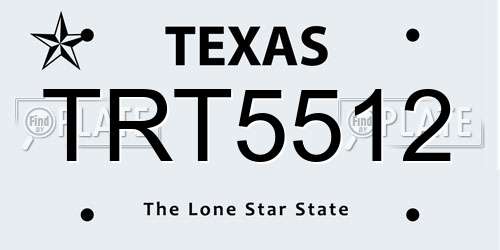 TRT5512 Texas License Plate