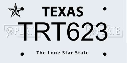 TRT623 Texas License Plate