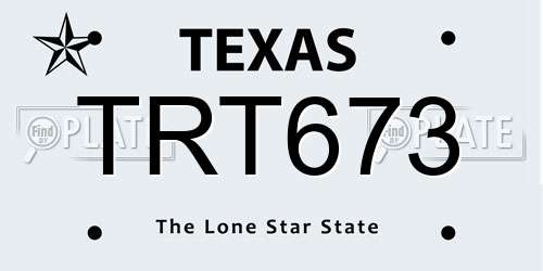 TRT673 Texas License Plate