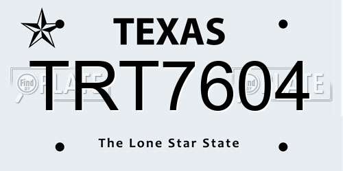 TRT7604 Texas License Plate
