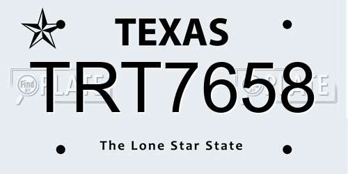 TRT7658 Texas License Plate