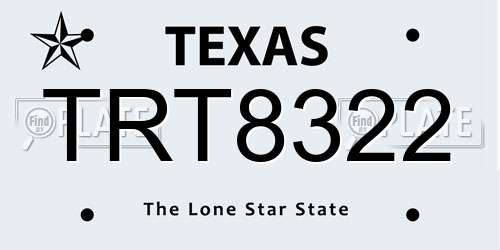 TRT8322 Texas License Plate