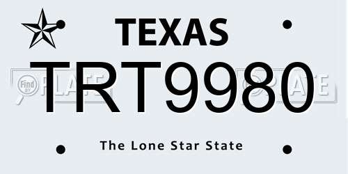 TRT9980 Texas License Plate