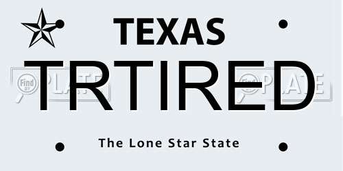 TRTIRED Texas License Plate