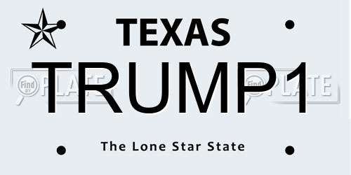 TRUMP1 Texas License Plate