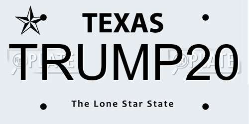 TRUMP20 Texas License Plate