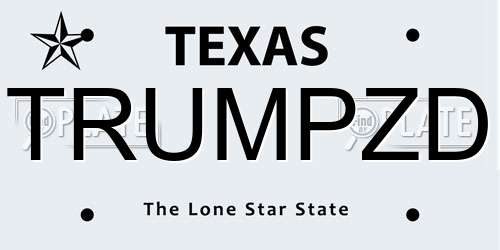 TRUMPZD Texas License Plate