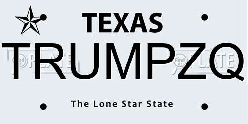 TRUMPZQ Texas License Plate