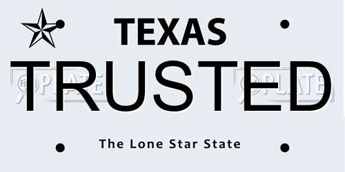 TRUSTED Texas License Plate
