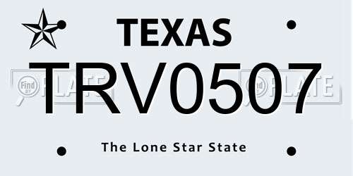 TRV0507 Texas License Plate