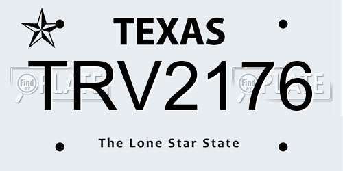 TRV2176 Texas License Plate