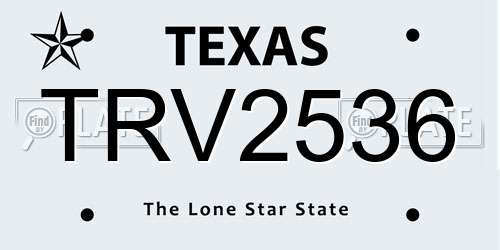 TRV2536 Texas License Plate
