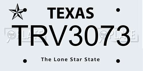 TRV3073 Texas License Plate