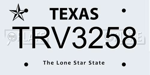TRV3258 Texas License Plate