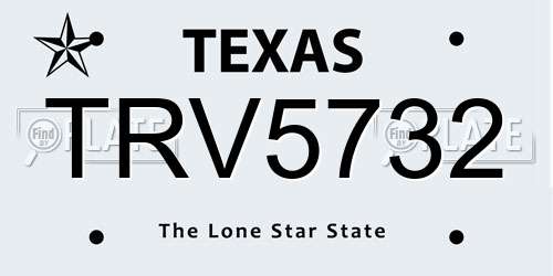 TRV5732 Texas License Plate