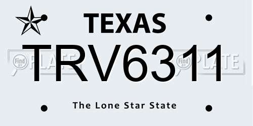 TRV6311 Texas License Plate