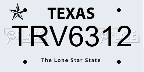 TRV6312 Texas License Plate