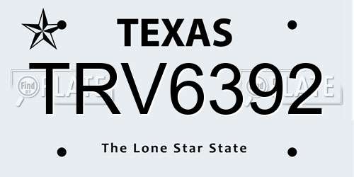 TRV6392 Texas License Plate