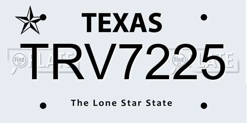 TRV7225 Texas License Plate