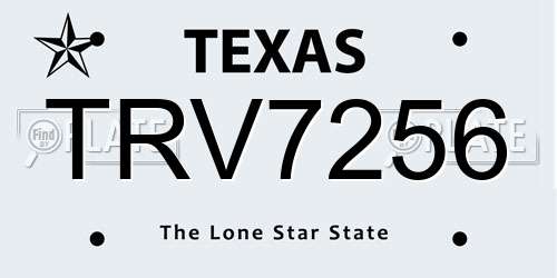 TRV7256 Texas License Plate