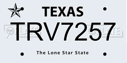 TRV7257 Texas License Plate