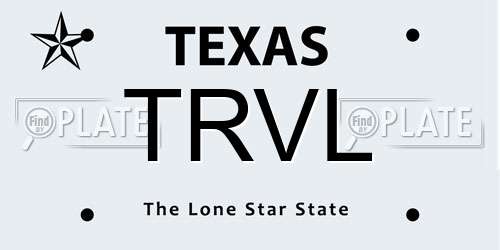 TRVL Texas License Plate