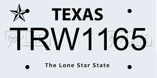 TRW1165 Texas License Plate