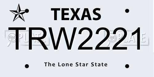 TRW2221 Texas License Plate