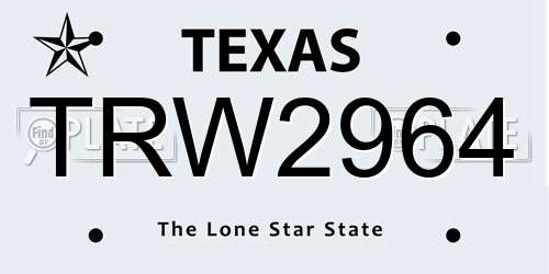TRW2964 Texas License Plate