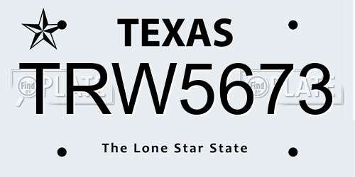 TRW5673 Texas License Plate