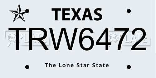 TRW6472 Texas License Plate