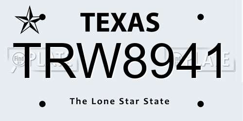 TRW8941 Texas License Plate