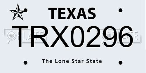TRX0296 Texas License Plate