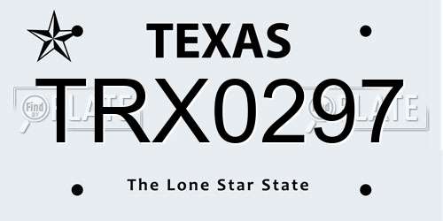 TRX0297 Texas License Plate