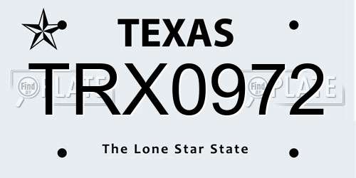 TRX0972 Texas License Plate