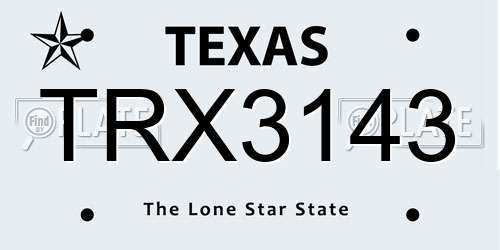 TRX3143 Texas License Plate