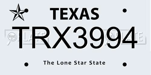 TRX3994 Texas License Plate