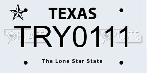 TRY0111 Texas License Plate
