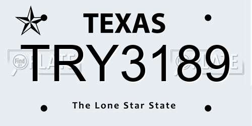 TRY3189 Texas License Plate