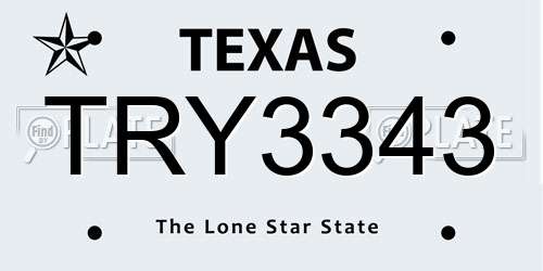 TRY3343 Texas License Plate