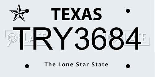 TRY3684 Texas License Plate