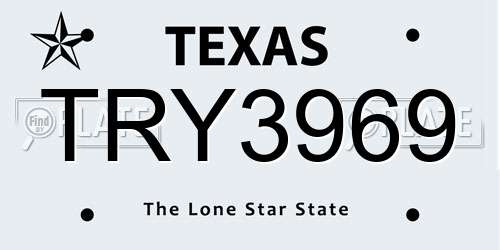 TRY3969 Texas License Plate