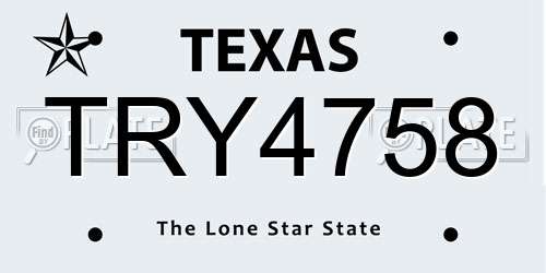 TRY4758 Texas License Plate