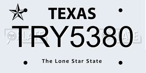 TRY5380 Texas License Plate
