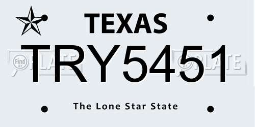TRY5451 Texas License Plate