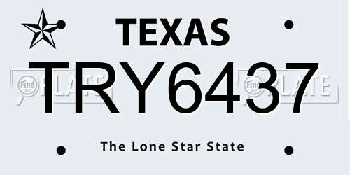 TRY6437 Texas License Plate