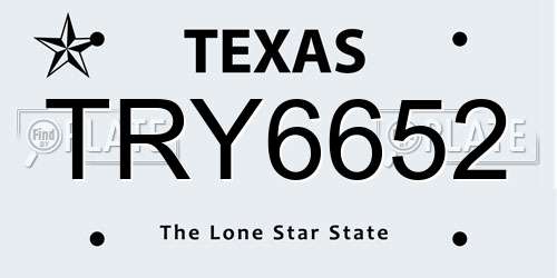 TRY6652 Texas License Plate