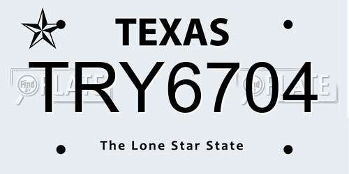TRY6704 Texas License Plate
