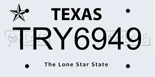 TRY6949 Texas License Plate